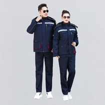 Long sleeve overalls suit mens labor insurance clothing cotton autumn and winter thickened overalls factory clothing auto repair custom wear-resistant