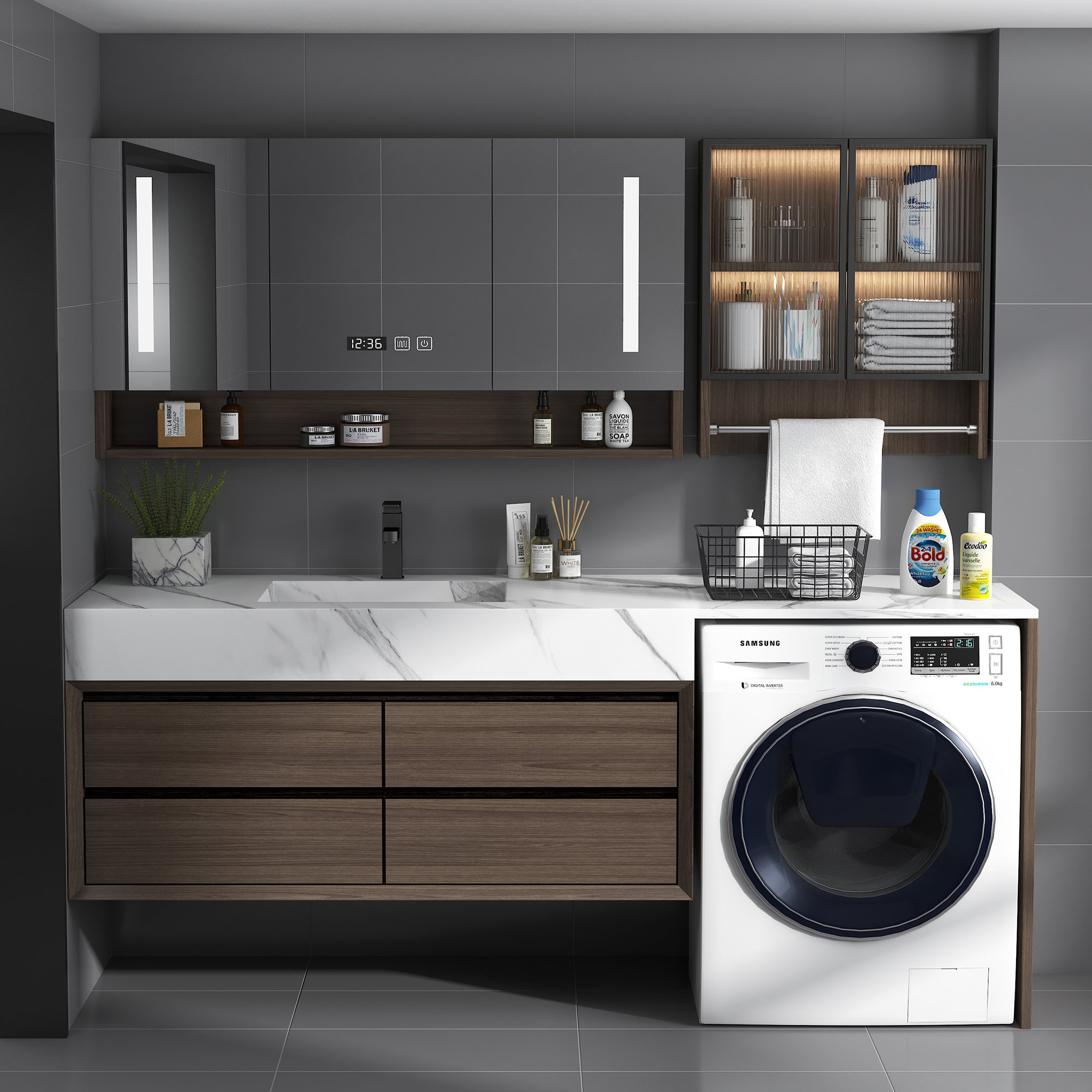 Custom Rock Plate Integrated Basin Baths Bathroom Cabinet Balcony Washing Machine Cabinet Combined Hand Wash Pool Toilet Brief Wash Bench-Taobao