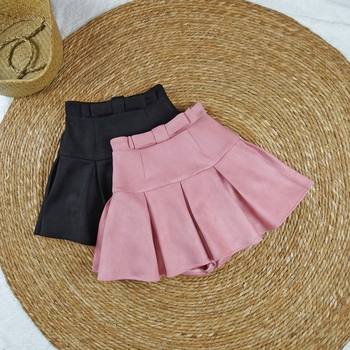 Super High-Waisted Pleated A-Line Ruffled Slimming Bow Anti-Exposure Shorts Puffy Half Skirt for Women in Autumn and Winter