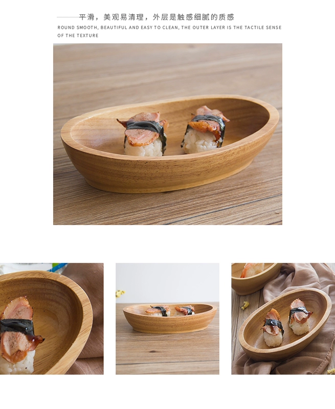 Cao su Gỗ Pallet Tấm Tấm Nhật Bản Sáng tạo Sushi Ẩm thực Tấm Bánh mì Tấm Gỗ Bộ đồ ăn Khách sạn Tấm gỗ khay gỗ để ấm chén