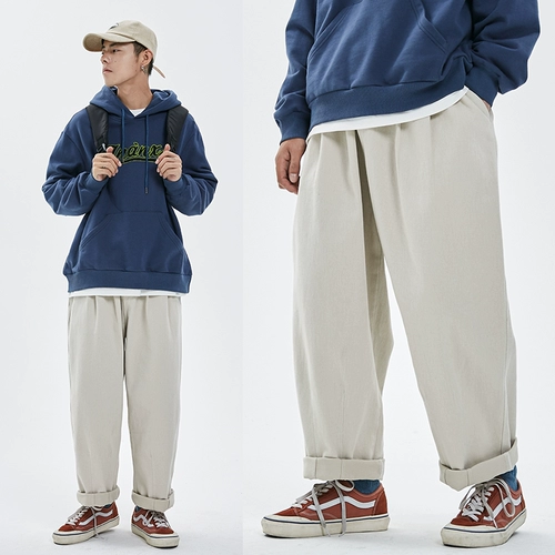 江南先生 Осенние японские цветные ретро трендовые штаны, свободный прямой крой, в корейском стиле