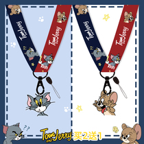 Cat and mouse mobile phone lanyard Cartoon Jerry mouse halter chain Anti-loss line pendant Pendant hanging rope Key long rope