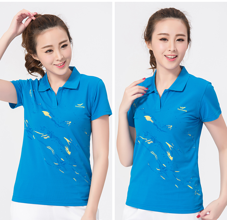 Mùa hè mới cỡ lớn nữ thể thao giản dị tay áo ngắn nửa tay áo vuông đội nhảy thể dục dụng cụ tùy chỉnh áo sơ mi POLO áo phông áo phông polo