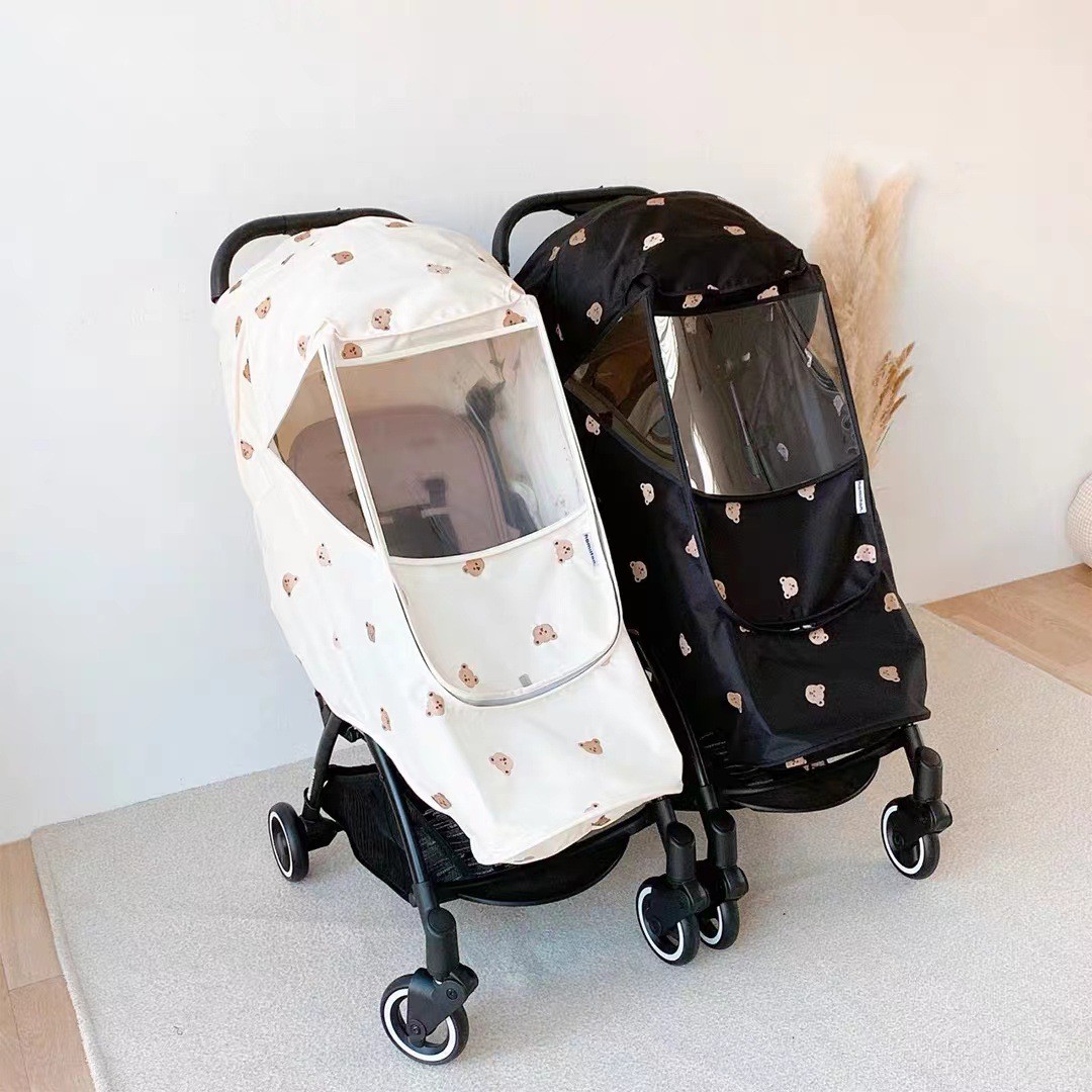 South Korea baby stroller baby stroller embroidered cover epidemic protection raincoat winter waterproof summer anti-slip wind and rain cover