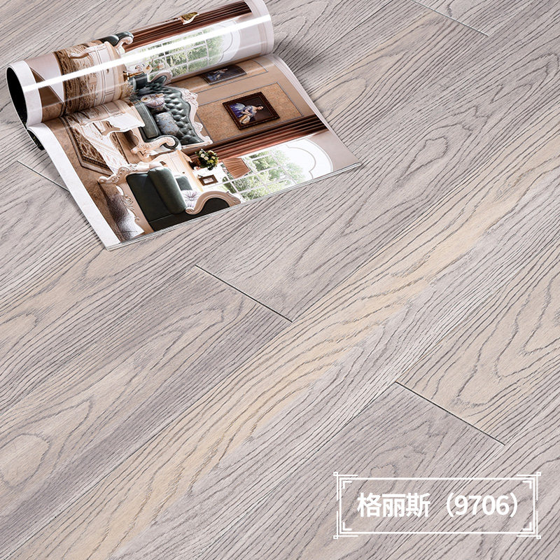 Pure solid wood floor Grace wood floor imported A-grade wood plank longan pure solid wood walnut color old elm