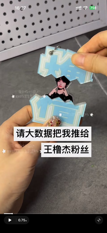 New LAOSHU Wang Lujie Pull-Out Keychain Acrylic Backpack Pendant Fan Support Gift for Friends