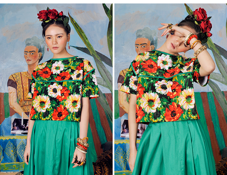 Châu Âu và Mỹ retro handmade vải tự làm Tu Yue Frida bông gió quốc gia căng satin nửa giá chất thun cotton