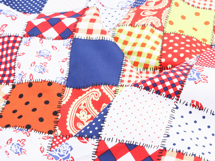 Gió nông thôn mới tự làm vải vải cotton nhiều màu khảm lưới in vải nửa cotton vải