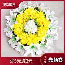 Ching Ming Festival simulation chrysanthemum wreath on the grave plastic silk flower sacrifice funeral supplies cemetery grave sweeping flowers placed fake flowers