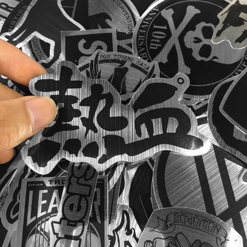 105 Tide thương hiệu giả màu đen và trắng giả kim loại vali vali máy tính ván trượt ván trượt graffiti dán không thấm nước - Phụ kiện máy tính xách tay dán decal máy tính