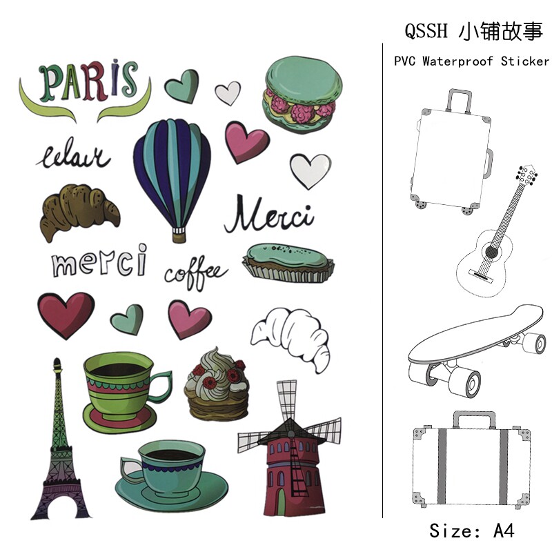 The whole A4 Renaissance Sticker Luggage Graphic Notebook Skating Guitar Travel Baggage Waterproof Sticker