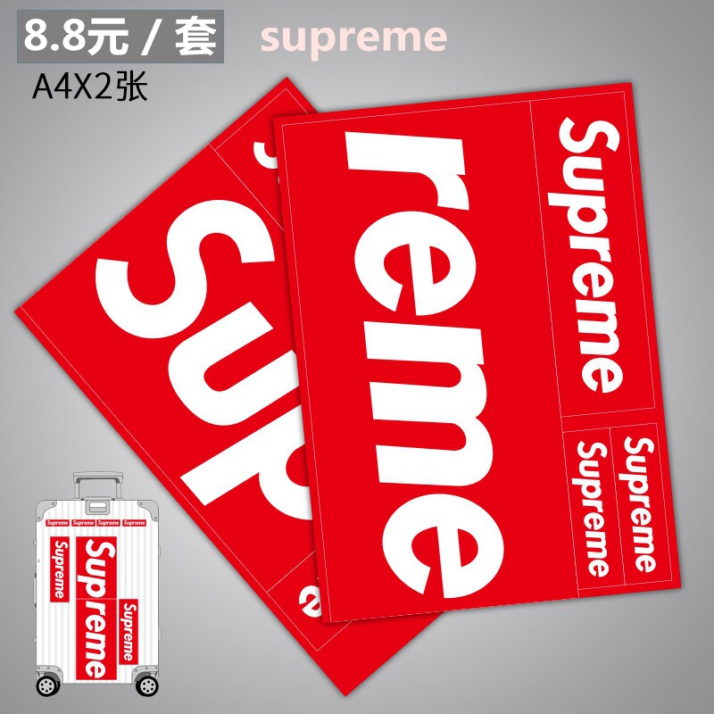 The whole large A4 red stitching waterproof logo luggage sticker luggage luggage case waterproof personality sticker
