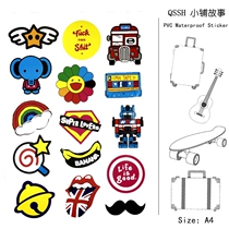 Whole Zhang A4 Cartoon Tide Card Waterproof Notebook Computer Car Suitcase Stick Travel Mobile Skateboard Guitar Stickers