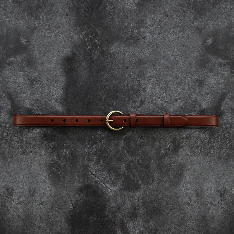 Fanu new ring pure copper buckle head layer cowhide female students Korean version of fashion fashion simple wild leather pants