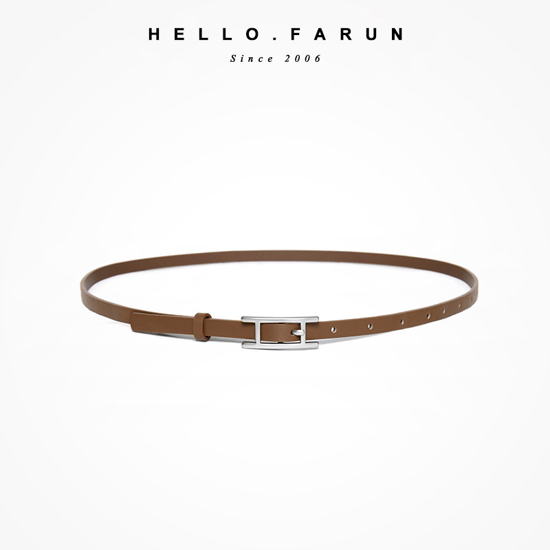 A layered sense of the waist Roman-inspired number fine silver buckle leather belt simple and versatile women's belt