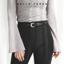 Fanu New Pint Head Layer Cow Leather Female Narrow Genuine Leather Copper Button Jeans Day Style Decoration 100 Hitch Leisure Bull Leather Slim belt