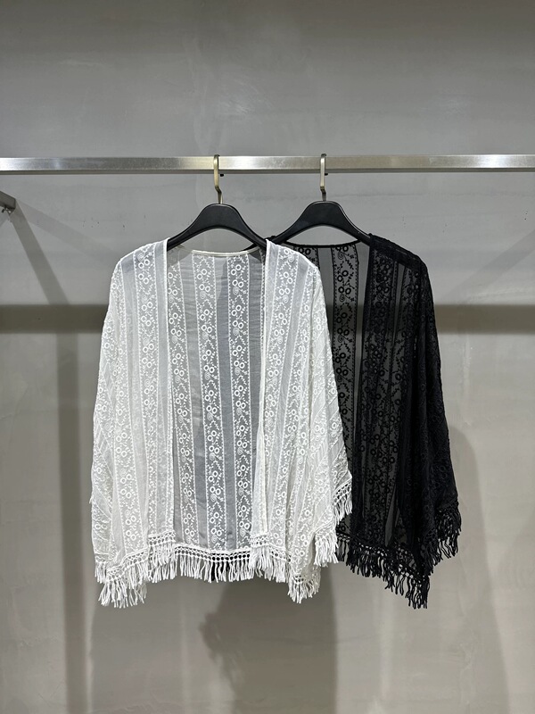 Silk Lace Trim Patchwork Embroidered Cardigan Summer Women's Jacket Open-Front Shawl Sun Protection Clothing