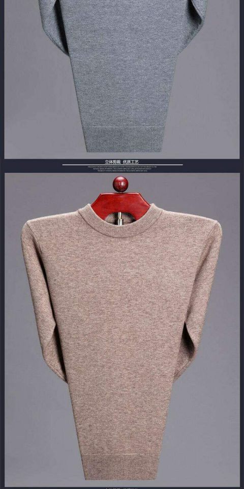 Ordos City Áo sơ mi nam cashmere Trung niên Áo len dệt kim Trung tính Áo len cao cổ nam Áo len cổ tròn Kích thước lớn blazer nam
