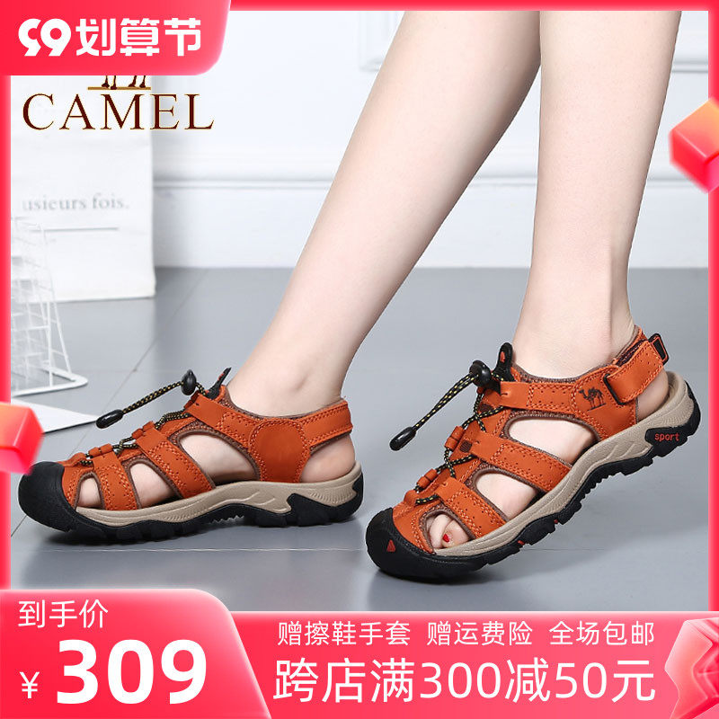 Camel women's shoes summer new leather outdoor beach shoes casual shoes sports toe sandals