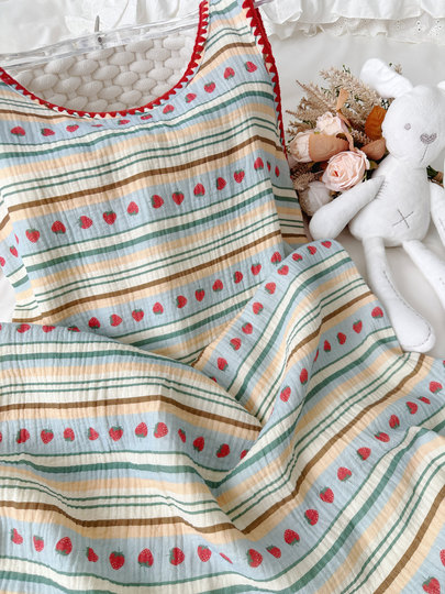 Korean Style Sweet Printed Women's Summer Camisole Baby Cotton Gauze Nightdress 2025 New Model Can Be Worn Outside Home Dress