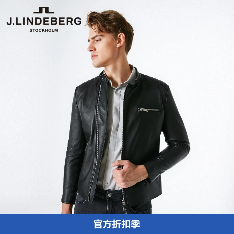 J.LINDEBERG Jin Lindbergh xu hướng thời trang đầu xuân áo da xe máy da nam 51843J501 - Quần áo lông thú