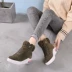 Mùa đông 2018 đế dày cộng với giày cao gót nhung tăng giày cotton giản dị Giày nữ mùa đông đế xuồng giày cổ cao nữ Giày cao gót