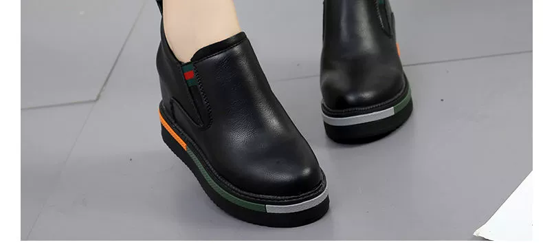Cộng với giày nhung thấp Giày nữ 2018 thu đông mới Giày đơn mới Học sinh Hàn Quốc đầu tròn với giày tăng giản dị giày nữ cao gót