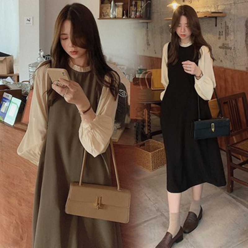 Maternity autumn dress outside wearing a large size skirt two-piece set 2022 new spring and autumn net red fashion set