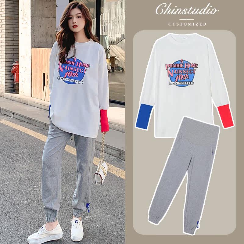 Pregnant women's spring clothing online red suit spring fashion models 2021 new gestational surrogacy Spicy Mother Spring Autumn and Autumn Clothes Girl