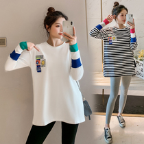Pregnant Woman Spring Clothing Suit Stylish small sub 2021 New online Red Pregnancy Woman Bottling Moms Spring and Autumn Blouse Women