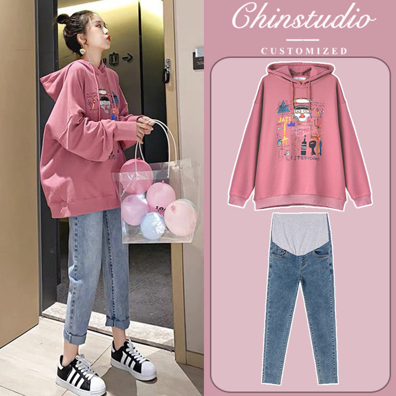 Pregnant women's autumn clothes suit stylish clothes acrosses 2021 Fall gestation women clothes spring autumn new pregnant women blouses two sets