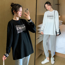 Pregnant Woman Spring Clothing Suit Fashion out of the year 2021 New gestation for pregnant women Bottling Hot Mother Personality Spring and Autumn Blouse Women