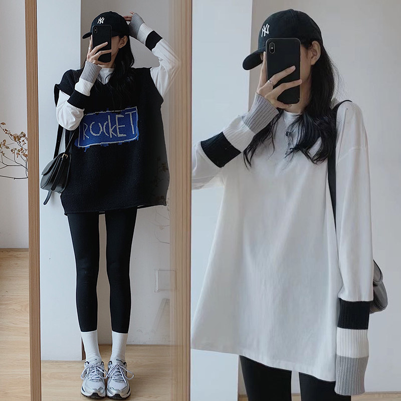 Pregnant women's autumn clothes suit fashion models 2021 new net red autumn advanced gestation women dress with long sleeves blouses women's spring and autumn