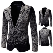 Bar nightclub casual suit slim fashion plate flower trendy men's performance coat performance dress handsome men's suit