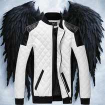 Winter slim men's padded leather collar large size men's foreign trade Europe and the United States plus fat plus leather jacket men's coat