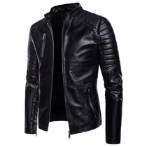 Spring and Autumn men's pu leather men's Harley leather jacket stand collar short men's motorcycle jacket handsome coat men's tide