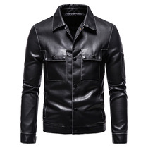 American retro mens leather clothes spring and autumn emulation leather Inren locomotive leather jacket male soft leather PU leather motorcycle jacket