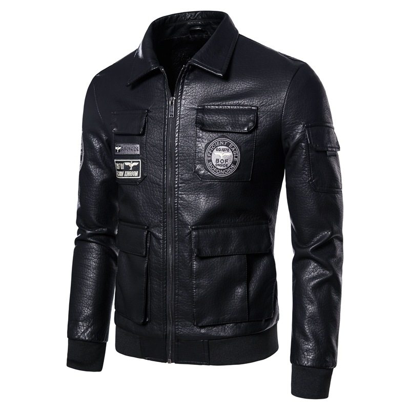 US Air Force Pilot Fur Coats Male Harelocomotive Skyscraper Turndown for Airborne Miniature Octopus Leather Jacket Jacket
