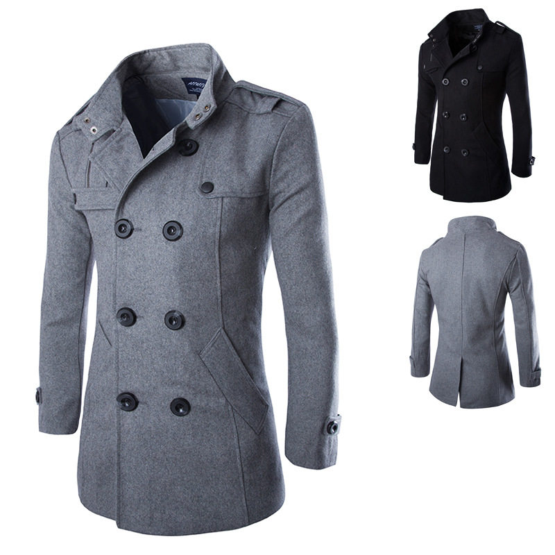 European wave men's foreign trade men's fur coats coat macho men's clothes and autumn clothes in the middle of a long version of the wool, the men 's