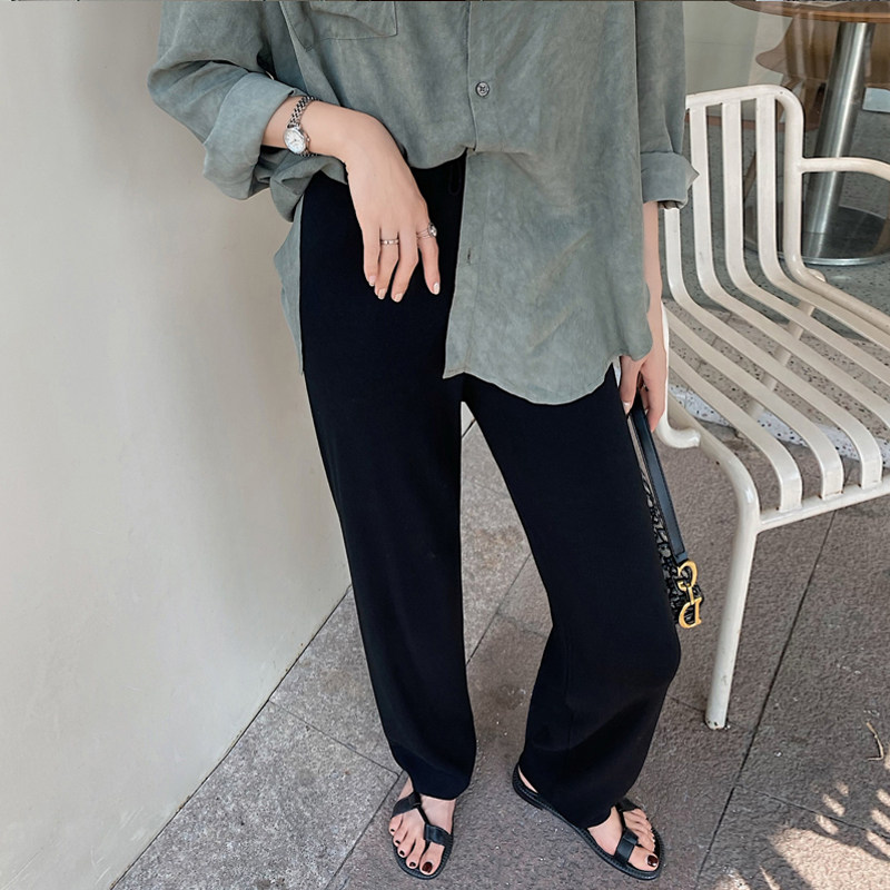 Pregnant Woman Broadlegged Pants Spring Summer Autumn 2022 New Outwear Black Ice Wire Straight Drum Mopping Pants Loose Pituitary Trousers