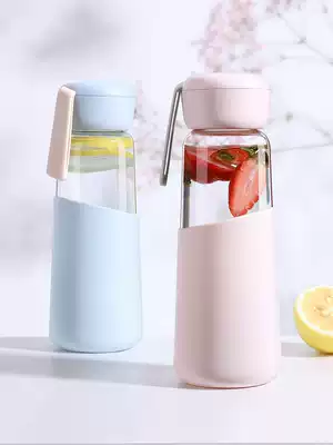 Student water cup female summer glass portable cute anti-hot color value fresh and simple Korean Cup ins Wind