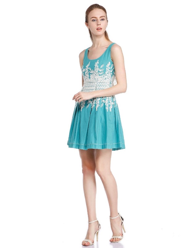 Special Offer American Maxstudio/Max Studio Two-Color Embroidered Sleeveless Dress M02305N61L