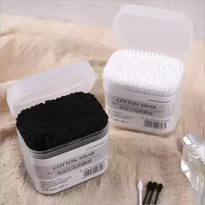 Cotton swabs for makeup Cotton swabs Pottery ears Household disposable double-headed boxed black long cotton swabs Cleaning tampons