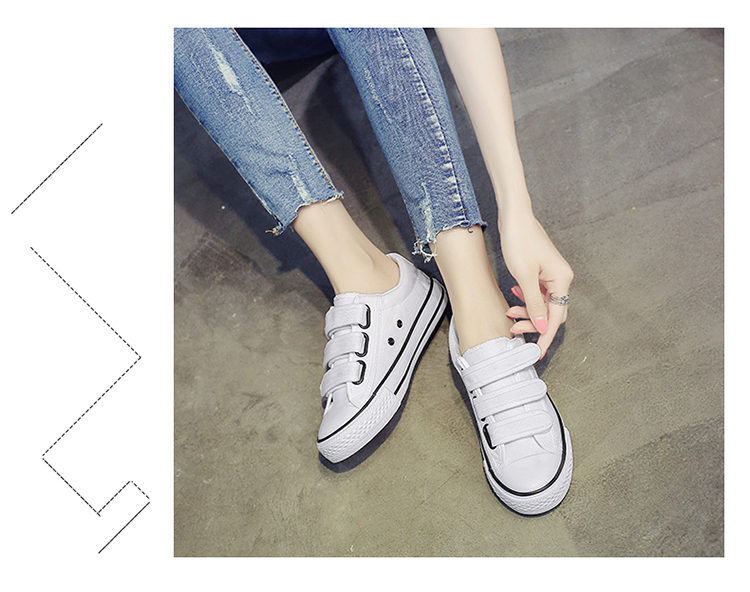 Mùa hè 2018 kiểu mới Velcro giày vải trắng nữ phiên bản Hàn Quốc của sinh viên hoang dã Giày đế bệt cửa hàng giầy dép