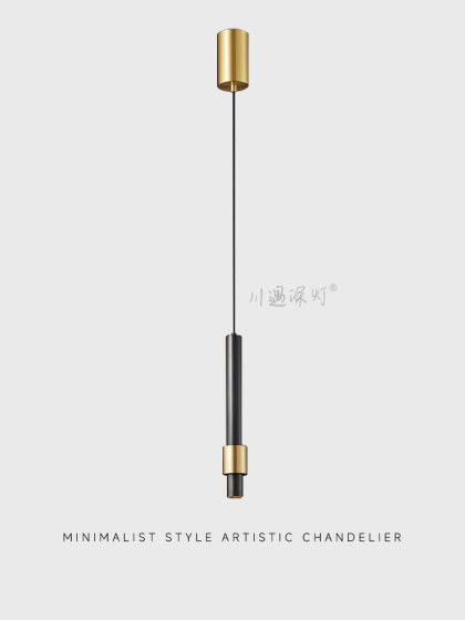 Italian Minimalist All-Copper Small Pendant Lamp Bedside Lamp Creative Art Designer Style Long Strip Home Bedroom Brass Lamp
