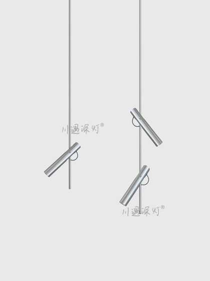 Italian Minimalist High-End Stainless Steel Bedroom Bedside Pendant Light Long Rod Art Single-Head Pendant Rod Strip Spotlight Silver Lamp