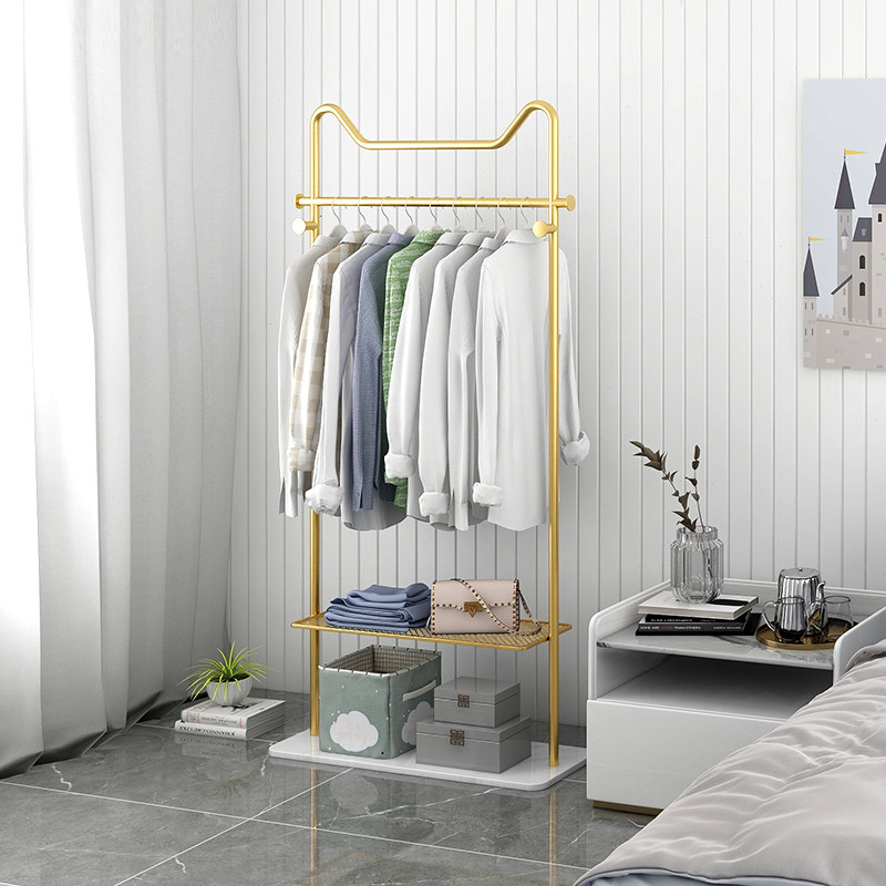 Nordic bedroom coat hanger floor-to-ceiling household coat rack marble storage hanger simple hanging clothes rack
