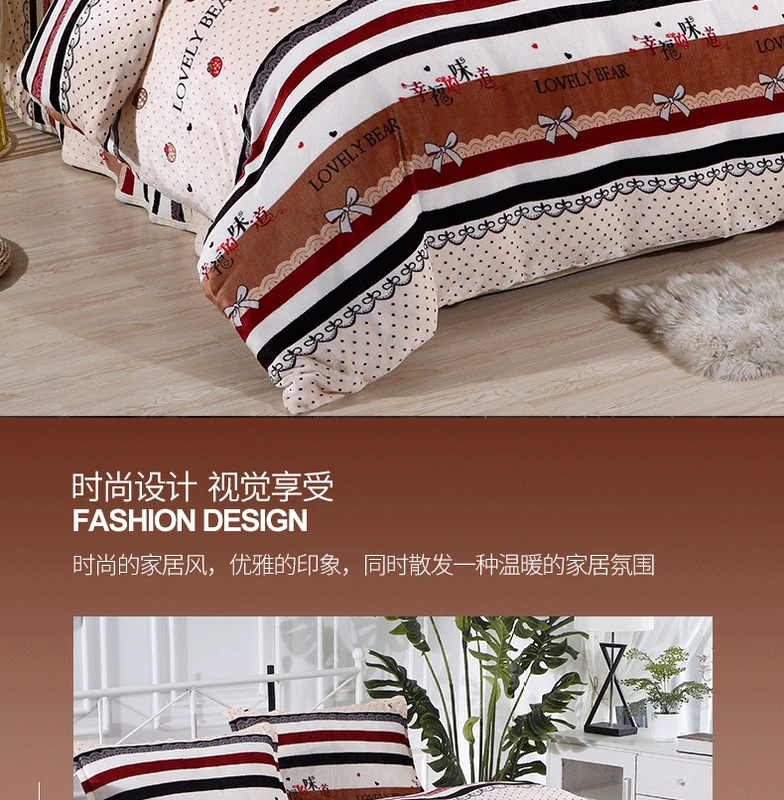 nhung san hô flannel dày chăn mảnh duy nhất của sinh viên Giường dày ấm áp mùa đông nhung sang trọng chăn đúp - Quilt Covers