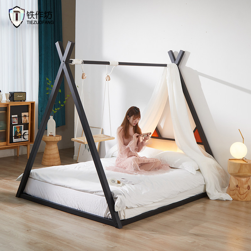 Nordic Red Iron Bed Modern is about 1 5 m 1 2 Boys and Girls Bed Double Single Bed