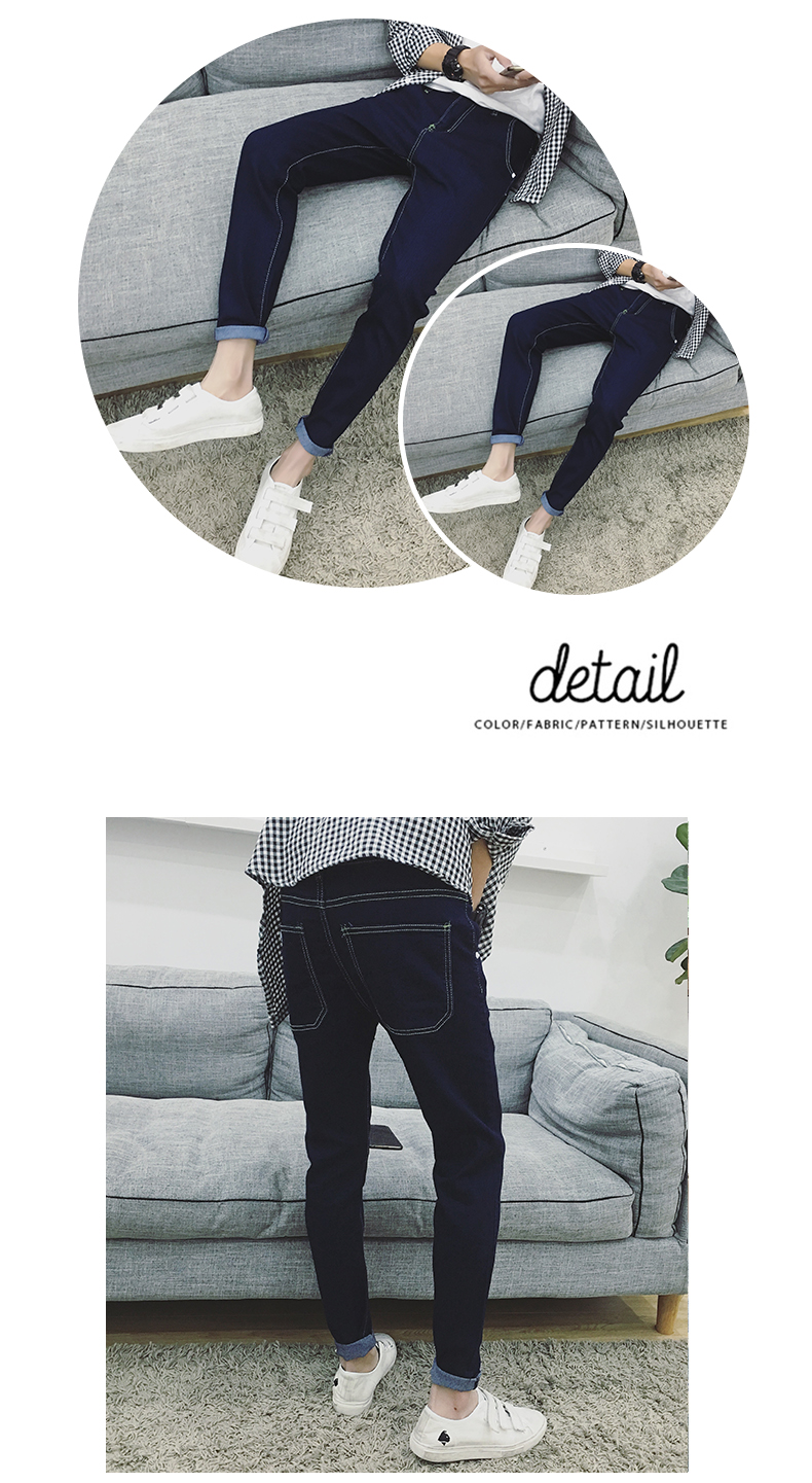 Quần jean nam mùa thu nam Slim Slim Xu hướng Hàn Quốc Quần dài Stretch Straight Casual Quần dài màu đen Plus nhung quần nam đẹp
